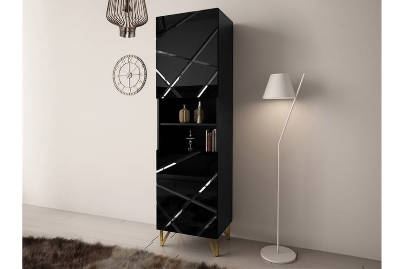 Mintiz Vitrineskab 55x199 cm - Sort - Opbevaring - Skab - Vitrineskabe