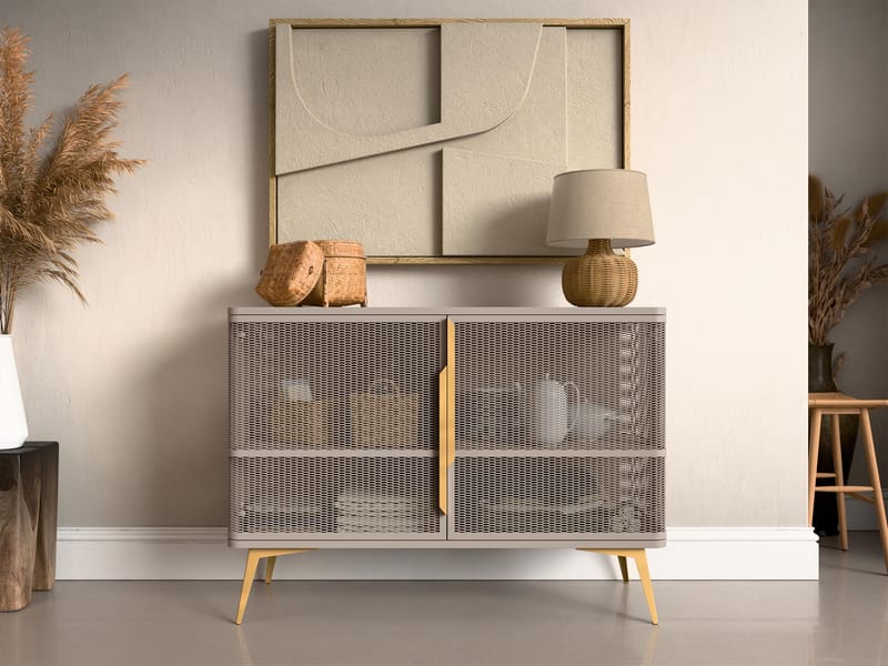 Mireva skænk 120 cm - beige/guld - Opbevaring - Skab - Barskab