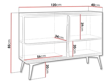 Mireva skænk 120 cm - sort, guld - Opbevaring - Skab - Barskab