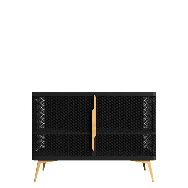 Mireva skænk 120 cm, sort, guld