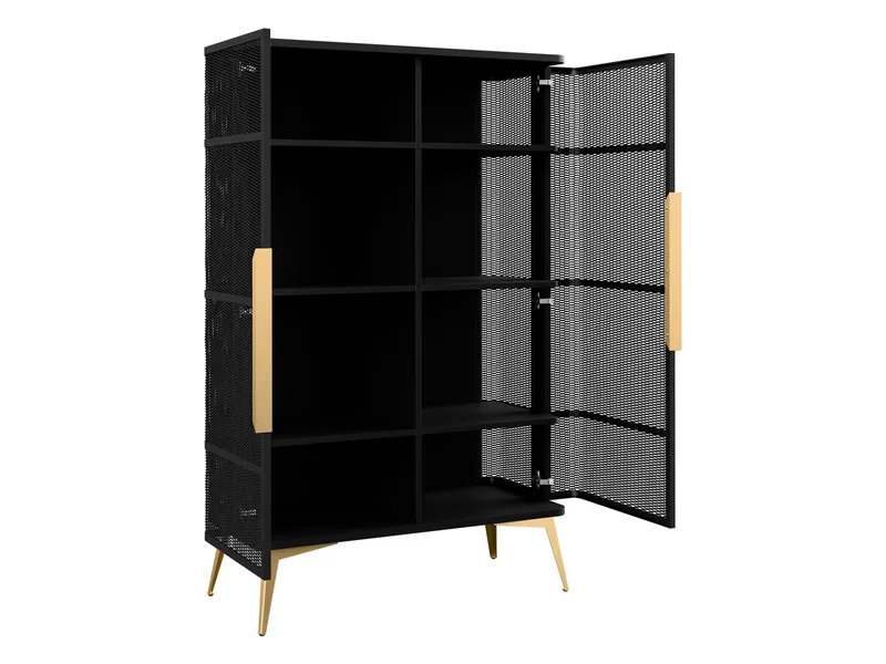 Mireva Vitrineskab 90x145 cm - sort, guld - Opbevaring - Skab - Vitrineskabe