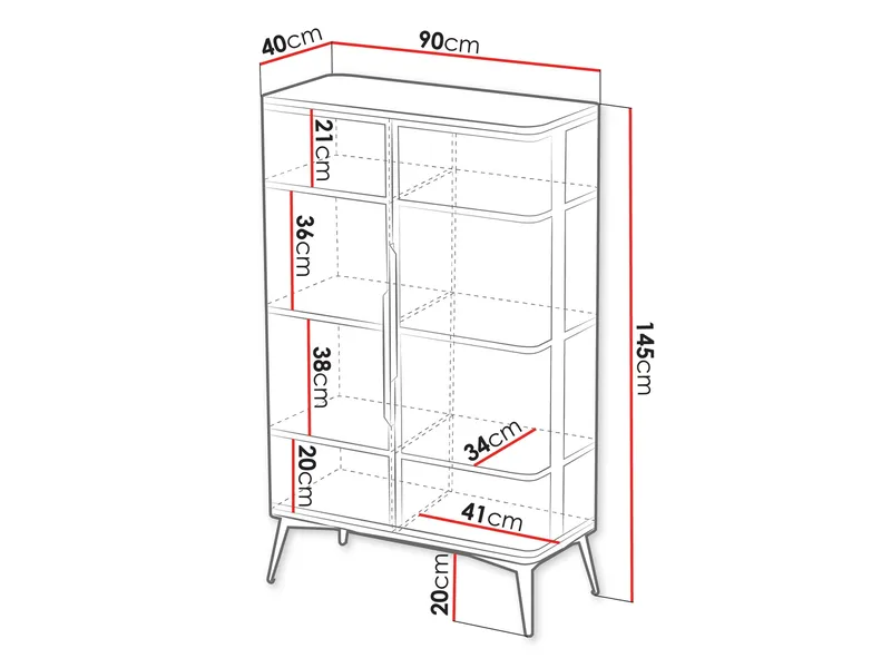 Mireva Vitrineskab 90x145 cm - sort, guld - Opbevaring - Skab - Vitrineskabe