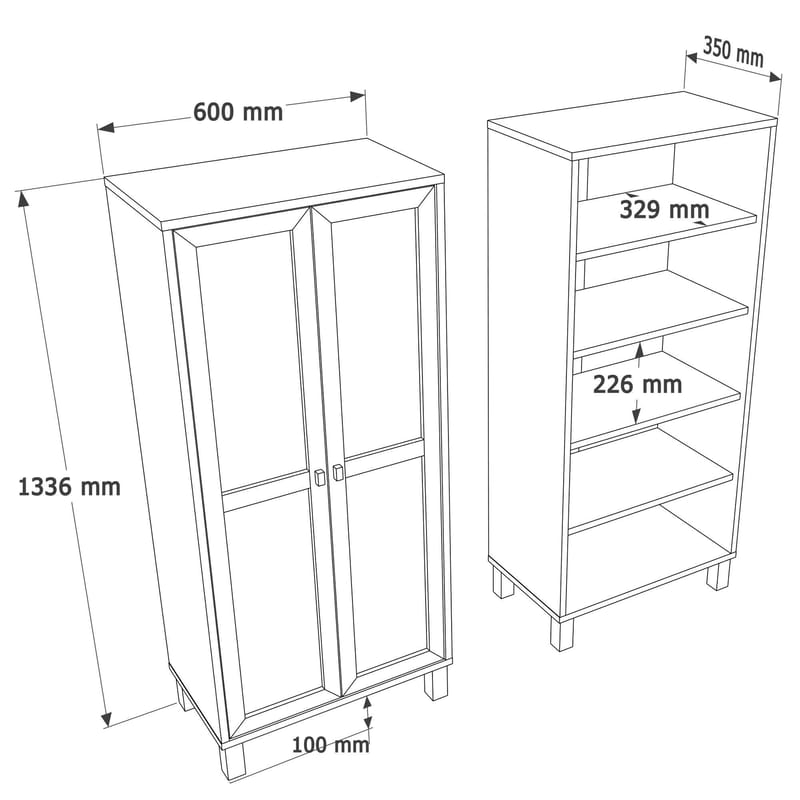 Multifunktionsskab Hanah Home Dune (60 x 133,6 x 35 cm) Eg - Eg - Opbevaring - Skab - Skabe