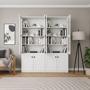 Multifunktionsskab Hanah Home Lisa (160 x 190 x 37 cm) Hvid - Hvid - Opbevaring - Skab - Vitrineskabe