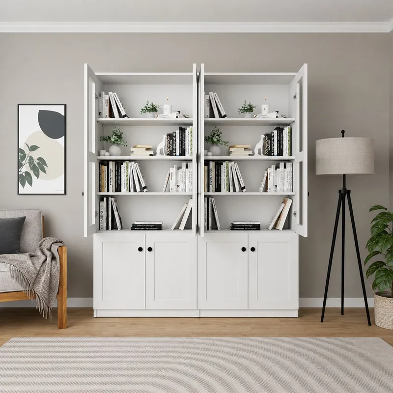 Multifunktionsskab Hanah Home Lisa (160 x 190 x 37 cm) Hvid - Hvid - Opbevaring - Skab - Vitrineskabe
