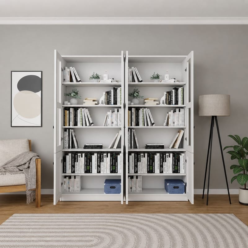Multifunktionsskab Hanah Home Lisa (160 x 190 x 37 cm) Hvid - Hvid - Opbevaring - Skab - Vitrineskabe