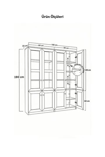 Multifunktionsskab Hanah Home Lisa (160 x 190 x 37 cm) Hvid - Hvid - Opbevaring - Skab - Vitrineskabe