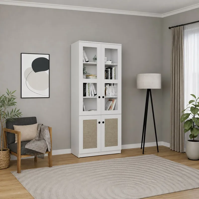Multifunktionsskab Hanah Home Lisa (80 x 190 x 37 cm) Hvid, Hvid