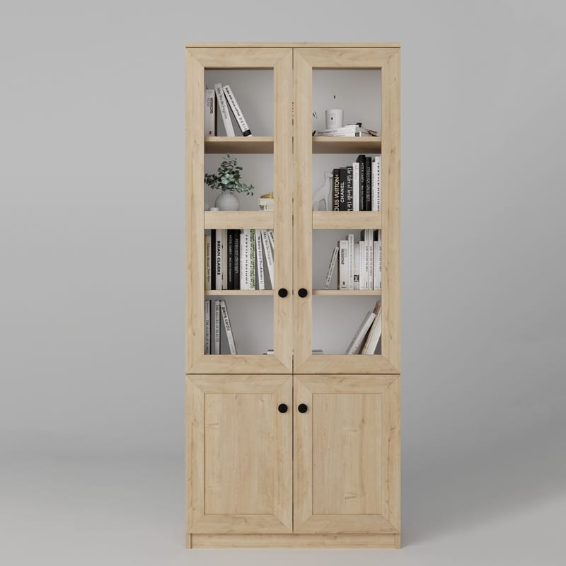 Multifunktionsskab Hanah Home Lisa (80 x 190 x 37 cm) Sapphire Oak - Sapphire Oak - Opbevaring - Skab - Vitrineskabe