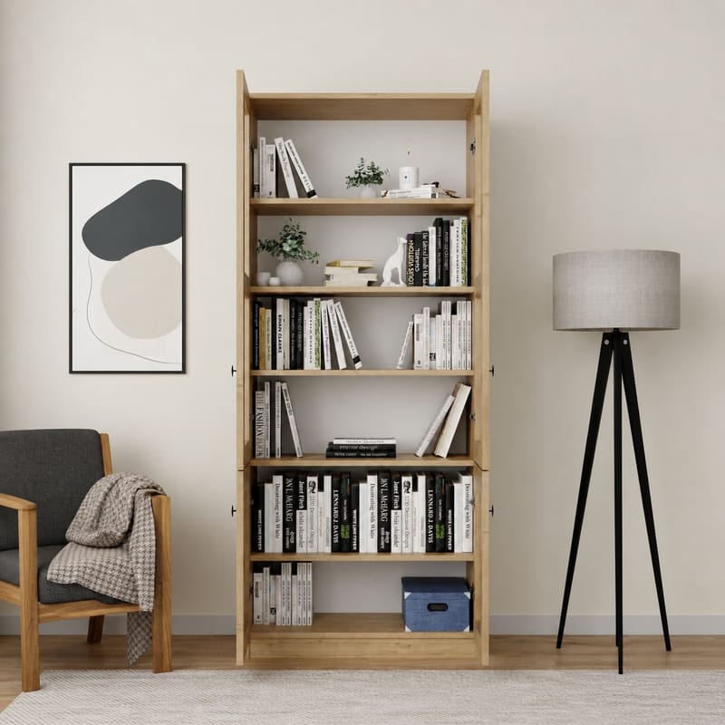 Multifunktionsskab Hanah Home Lisa (80 x 190 x 37 cm) Sapphire Oak - Sapphire Oak - Opbevaring - Skab - Vitrineskabe