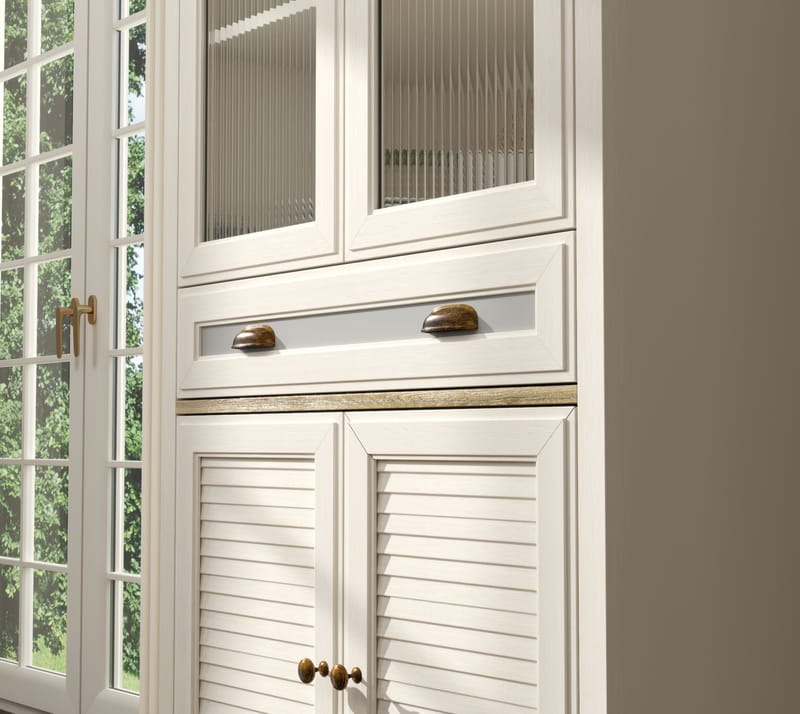 Murina Multifunktionsskab 88x194 cm - Creme, eg, grå - Opbevaring - Skab - Vitrineskabe