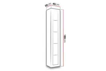 Narbonne Vitrineskab 30x40 cm Hvid LED - Natur/Sort - Opbevaring - Skab - Vitrineskabe