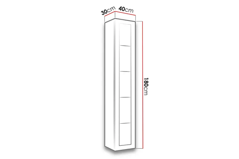 Narbonne Vitrineskab 30x40 cm Hvid LED - Natur/Sort - Opbevaring - Skab - Vitrineskabe
