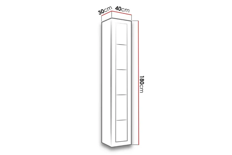 Narbonne Vitrineskab 30x40 cm - Natur/Sort - Opbevaring - Skab - Vitrineskabe