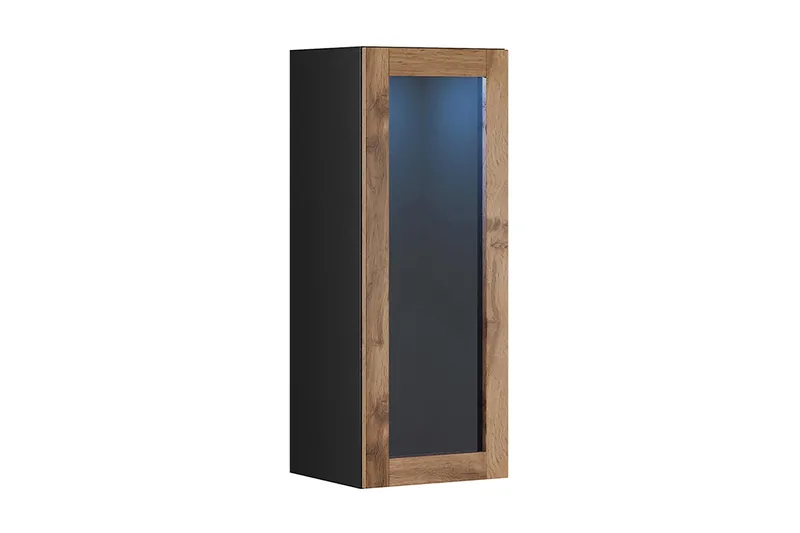 Narbonne Vitrineskab 32x35 cm Hvid LED, Natur/Sort