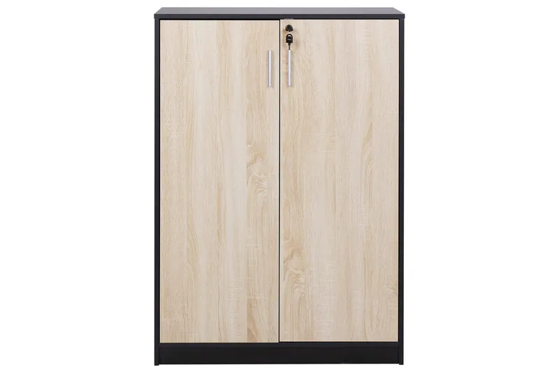 Opbevaringsenhed Zehna Lyst træ, sort, 80x40x117 cm - Lyst træ, sort, 80x40x117 cm - Opbevaring - Skab - Skabe