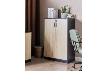 Opbevaringsenhed Zehna Lyst træ, sort, 80x40x117 cm - Lyst træ, sort, 80x40x117 cm - Opbevaring - Skab - Skabe