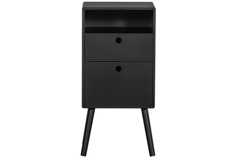 Ozzy High Sengebord 36 cm med Opbevaring og Skuffer i Træ - Sort - Møbler - Borde - Aflastningsbord - Sengebord