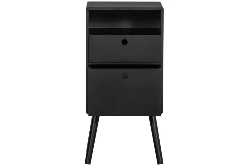 Ozzy High Sengebord 36 cm med Opbevaring og Skuffer i Træ - Sort - Møbler - Borde - Aflastningsbord - Sengebord