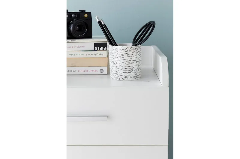 Rullecontainer Wohnling 4 skuffer med hjul, opbevaringsbakke, foliebelagt spånplade, moderne stil Hvid - Hvid - Opbevaring - Opbevaringsmøbler - Kommode - Arkivskabe