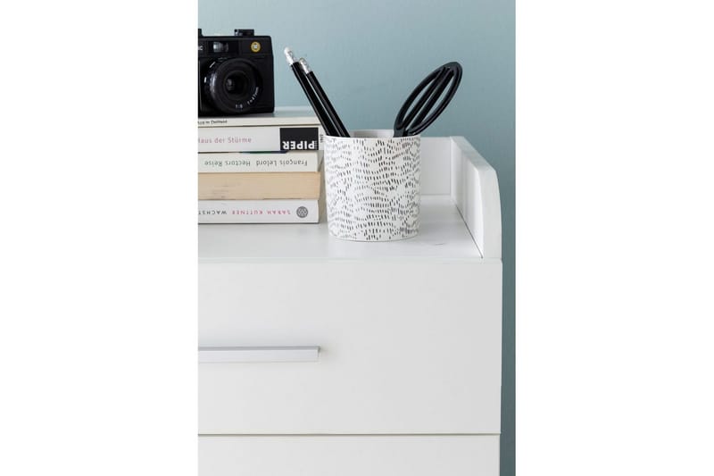 Rullecontainer Wohnling 4 skuffer med hjul, opbevaringsbakke, foliebelagt spånplade, moderne stil Hvid - Hvid - Opbevaring - Opbevaringsmøbler - Kommode - Arkivskabe