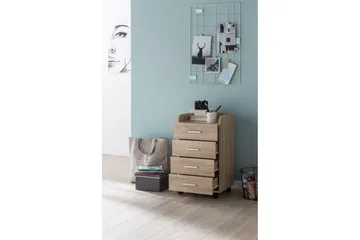 Rullecontainer Wohnling 4 skuffer med hjul, opbevaringsbakke, foliebelagt spånplade, moderne stil Sonoma - Sonoma - Opbevaring - Opbevaringsmøbler - Kommode - Arkivskabe