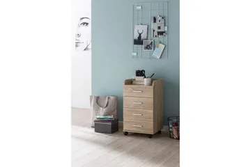 Rullecontainer Wohnling 4 skuffer med hjul, opbevaringsbakke, foliebelagt spånplade, moderne stil Sonoma - Sonoma - Opbevaring - Opbevaringsmøbler - Kommode - Arkivskabe