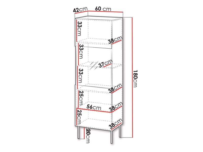 Rynlin Vitrineskab 180 cm - Opbevaring - Skab - Vitrineskabe