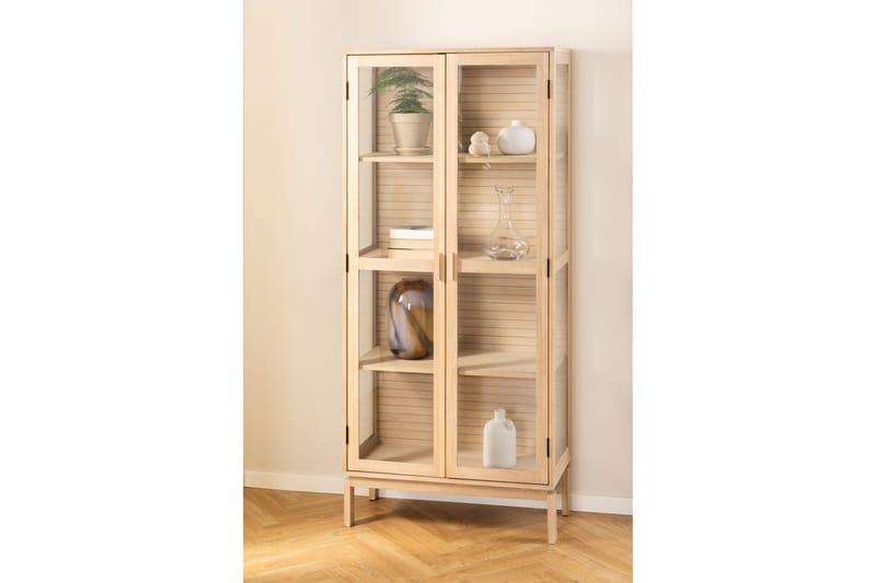 Sakie Vitrineskab 180 cm - Hvid - Opbevaring - Skab - Vitrineskabe