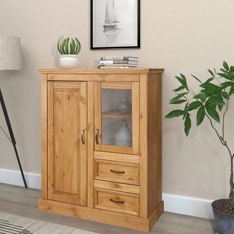 Selma Højskab 100x120 cm, Bejdset/voks