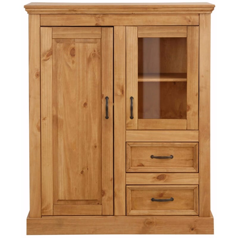 Selma Højskab 100x120 cm - Bejdset/voks - Opbevaring - Skab - Vitrineskabe