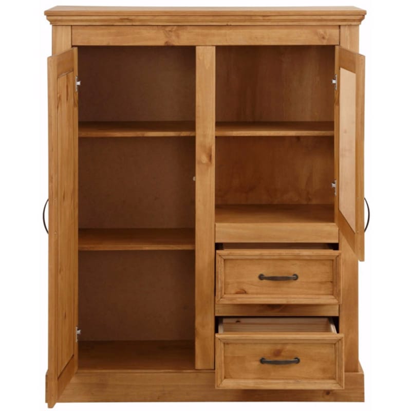 Selma Højskab 100x120 cm - Bejdset/voks - Opbevaring - Skab - Vitrineskabe