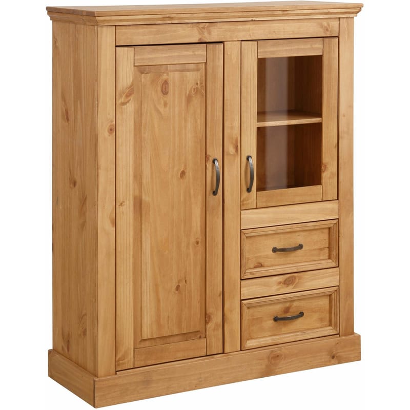 Selma Højskab 100x120 cm - Bejdset/voks - Opbevaring - Skab - Vitrineskabe