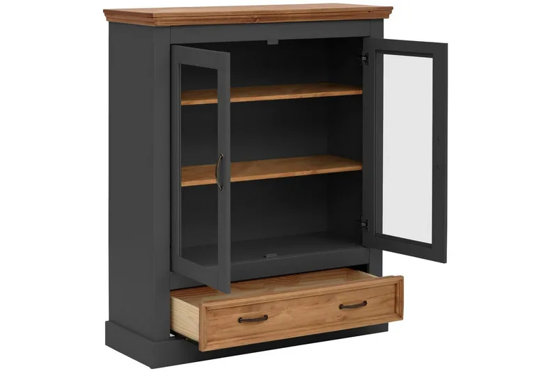 Selma Vitrineskab 100x120 cm - Grå - Opbevaring - Skab - Vitrineskabe