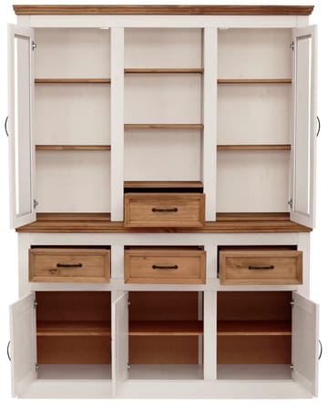 Selma Vitrineskab 145x192 cm - Hvid/bejdset/voks - Opbevaring - Skab - Vitrineskabe