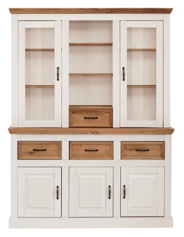 Selma Vitrineskab 145x192 cm - Hvid/bejdset/voks - Opbevaring - Skab - Vitrineskabe