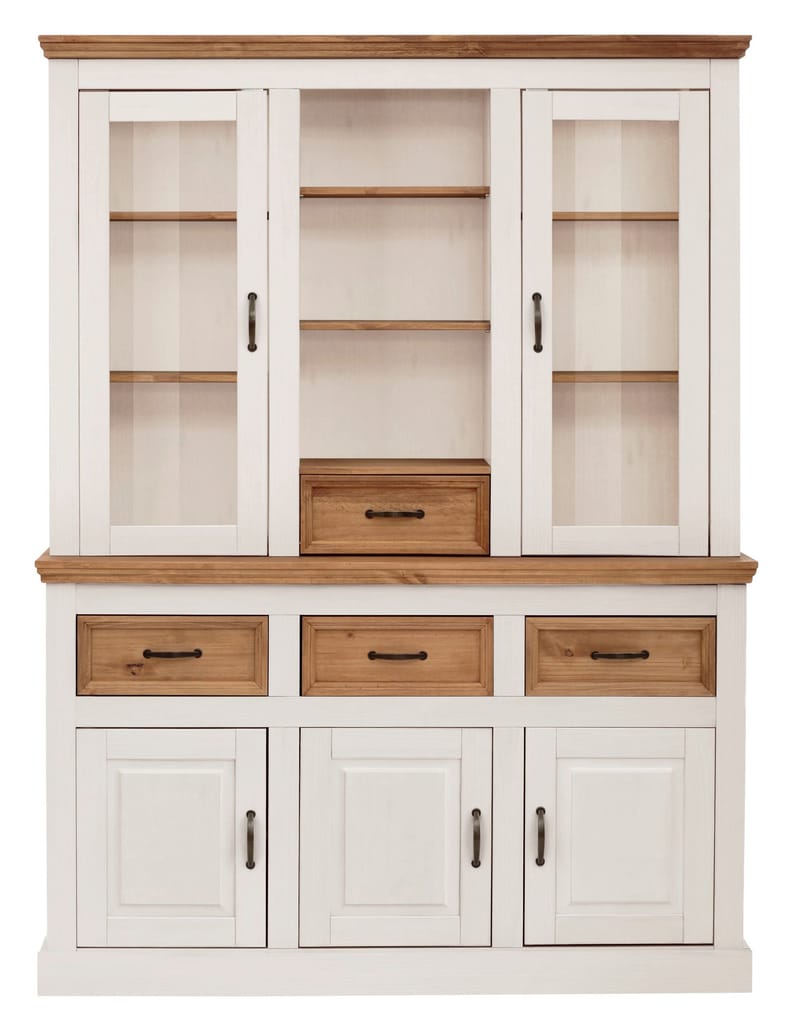 Selma Vitrineskab 145x192 cm - Hvid/bejdset/voks - Opbevaring - Skab - Vitrineskabe