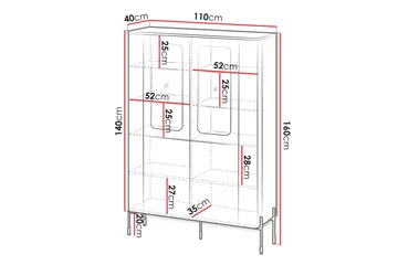 Sherie Vitrineskab 110x160 cm - Beige - Opbevaring - Skab - Vitrineskabe