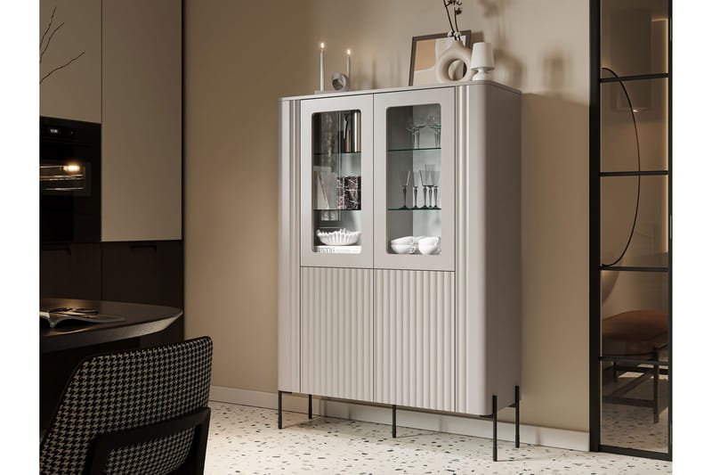 Sherie Vitrineskab 110x160 cm - Sort - Opbevaring - Skab - Vitrineskabe