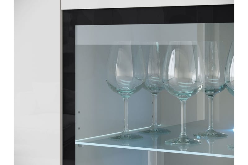 Sherie Vitrineskab 120 cm i Træ - Hvid|Grå - Opbevaring - Skab - Vitrineskabe