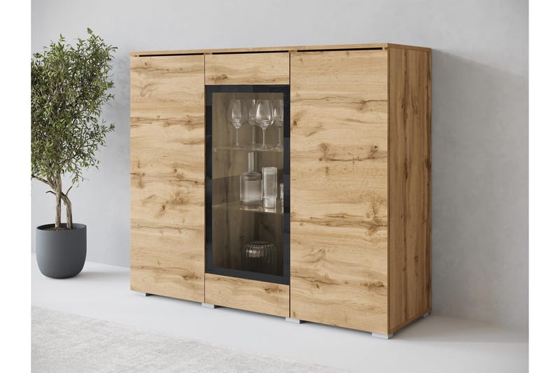 Sherie Vitrineskab 120x104 cm - Brun - Opbevaring - Skab - Vitrineskabe