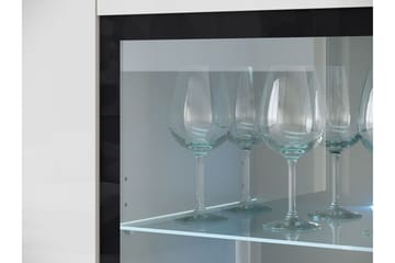 Sherie Vitrineskab 120x104 cm - Hvid / Grå - Opbevaring - Skab - Vitrineskabe