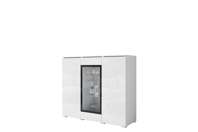 Sherie Vitrineskab 120x104 cm - Hvid - Opbevaring - Skab - Vitrineskabe
