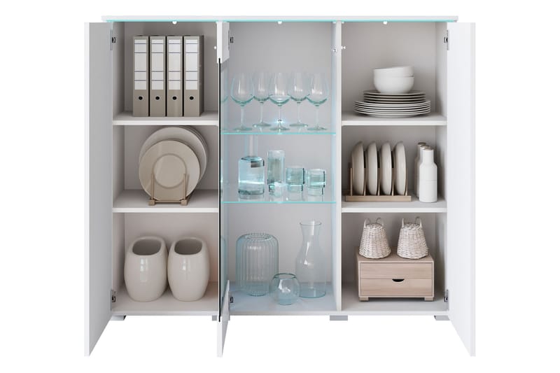 Sherie Vitrineskab 120x104 cm - Hvid - Opbevaring - Skab - Vitrineskabe