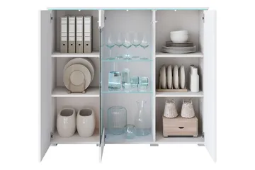 Sherie Vitrineskab 120x104 cm - Hvid - Opbevaring - Skab - Vitrineskabe