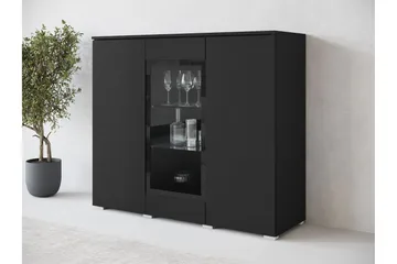 Sherie Vitrineskab 120x104 cm - Sort - Opbevaring - Skab - Vitrineskabe