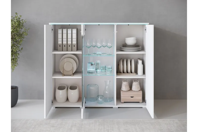 Sherie Vitrineskab 120x104 cm - Sort - Opbevaring - Skab - Vitrineskabe