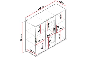 Sherie Vitrineskab 120x104 cm - Sort - Opbevaring - Skab - Vitrineskabe
