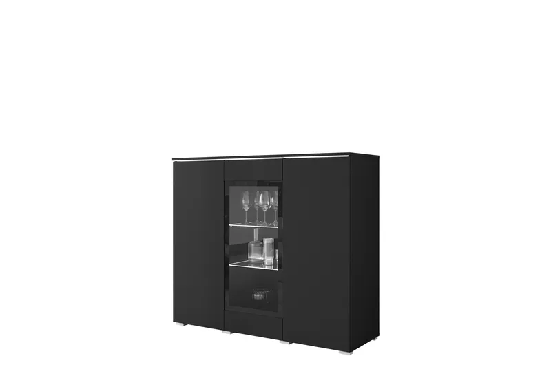 Sherie Vitrineskab 120x104 cm - Sort - Opbevaring - Skab - Vitrineskabe