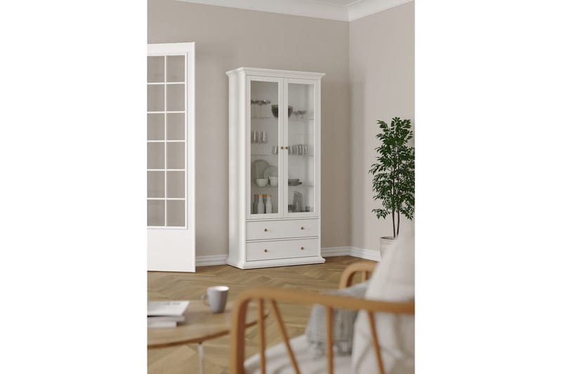 Shoiba Vitrineskab 96x201 cm - Hvid - Opbevaring - Skab - Vitrineskabe